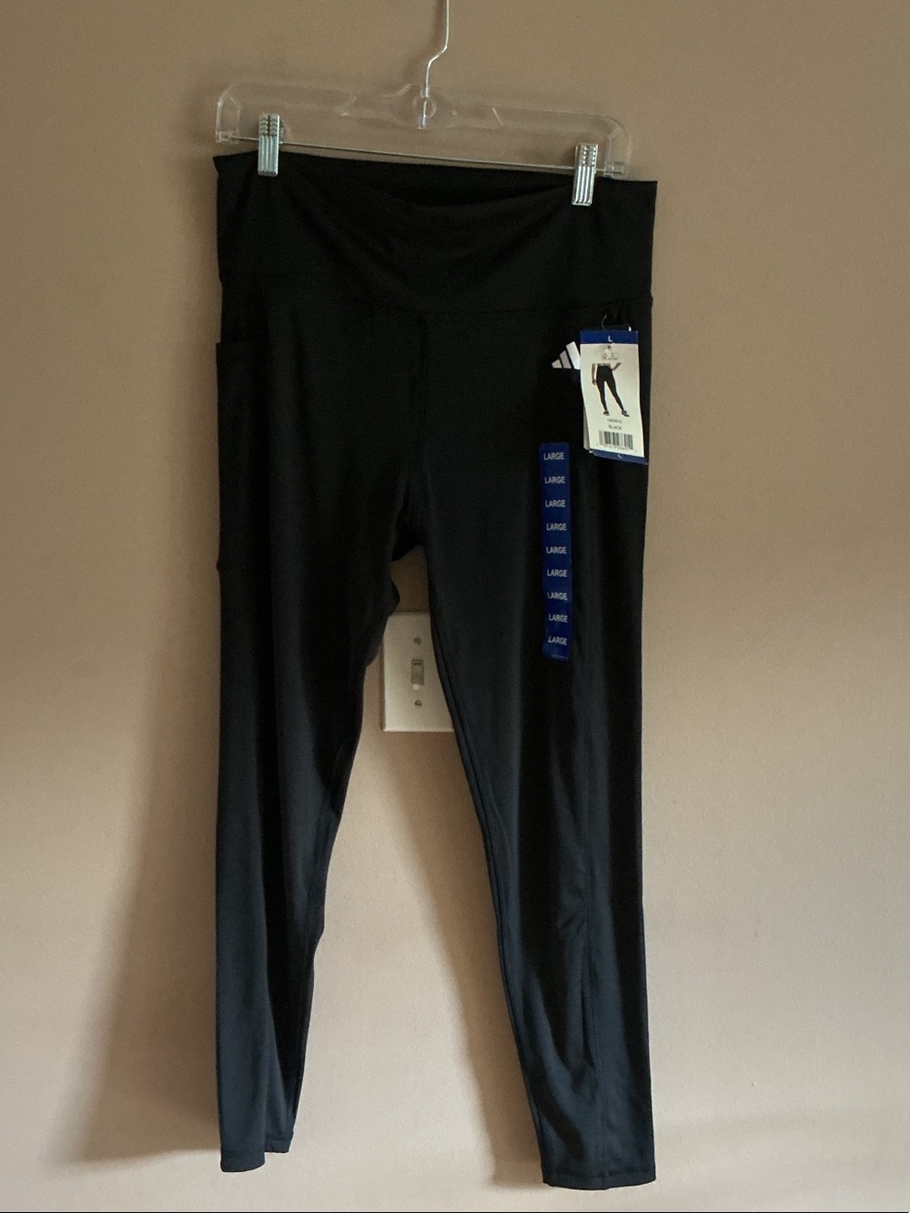 NWT adidas Black Performance High-Rise Leggings with Side Pocket